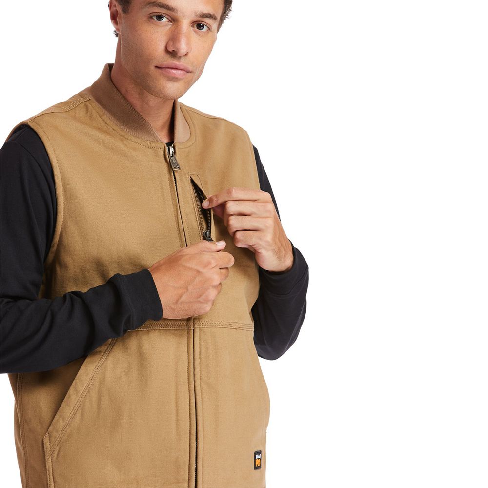 Timberland Mens Vests PRO® Gritman Lined Canvas - Brown - India OF5089734